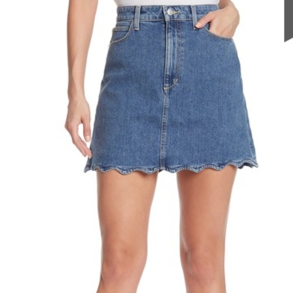 scallop denim skirt